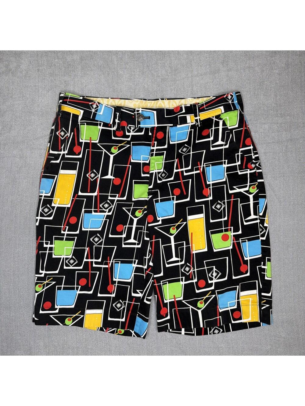 LOUDMOUTH Shorts Mens Size 34 Happy Hour Party Cocktail Golf Preppy Martini